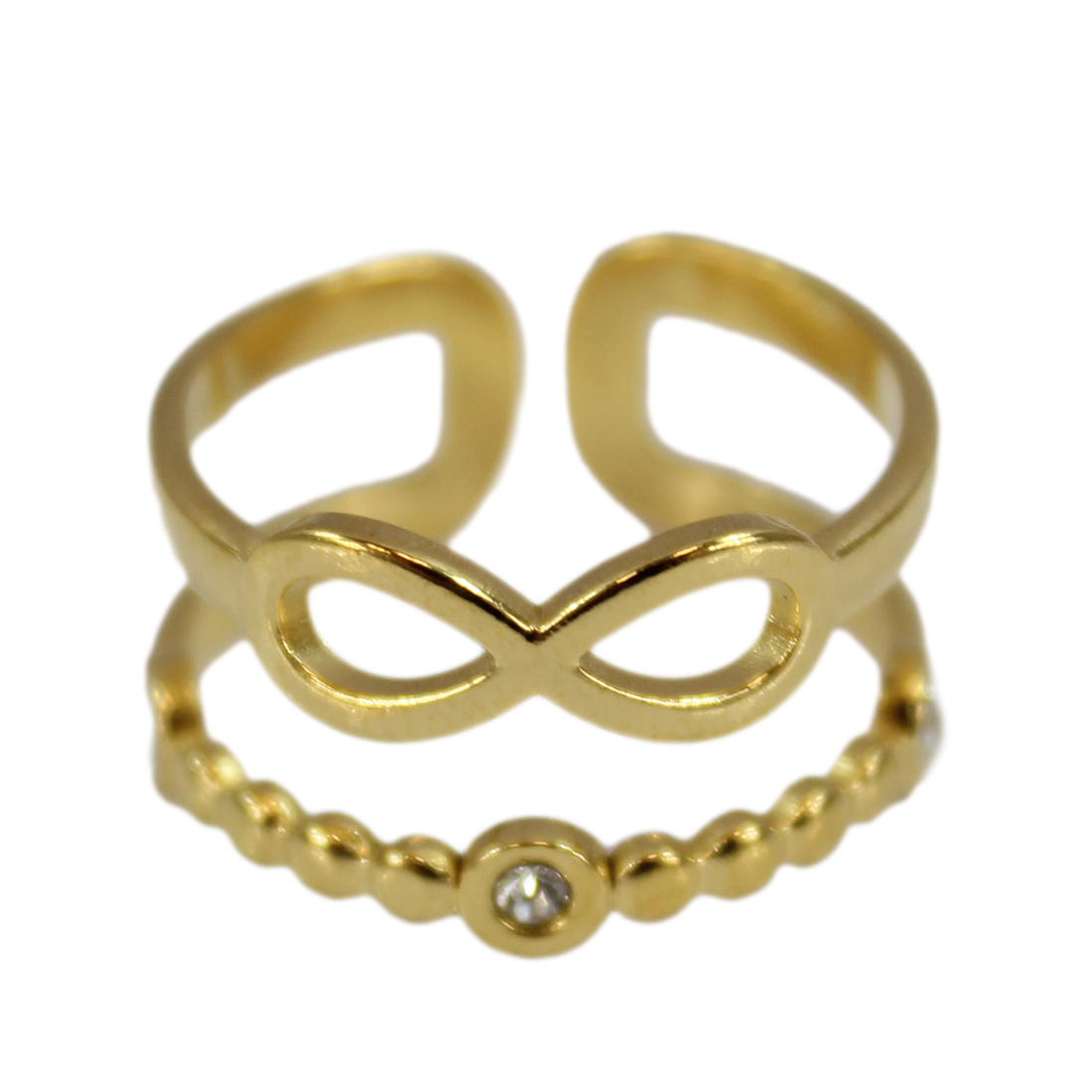 S. Steel dual ring infinity and gem design