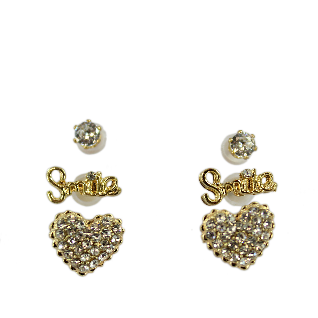 Set x3 Smile and heart stud