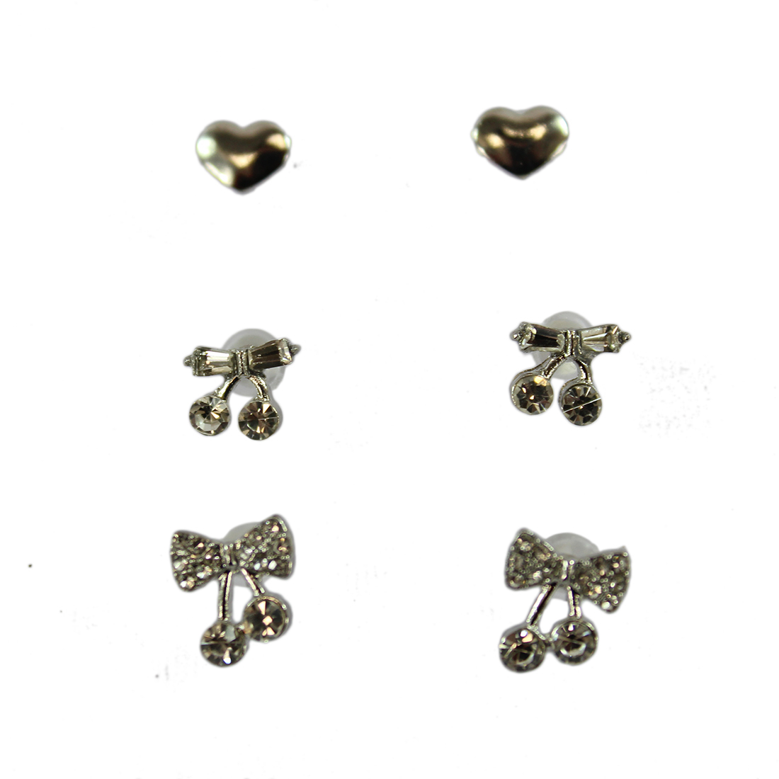 Set x3 Diamonds and butterfly stud