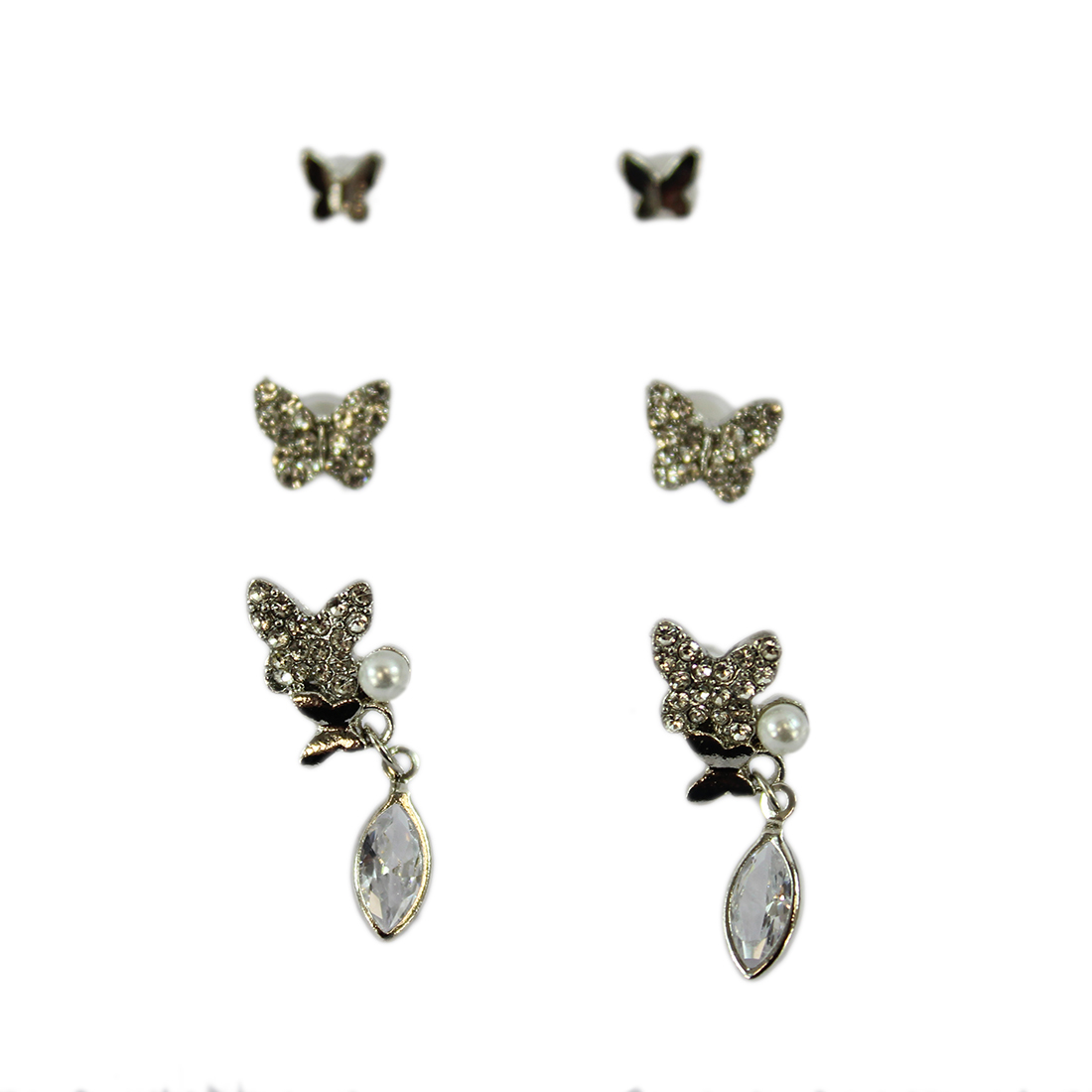 Set x3 Heart and bow stud