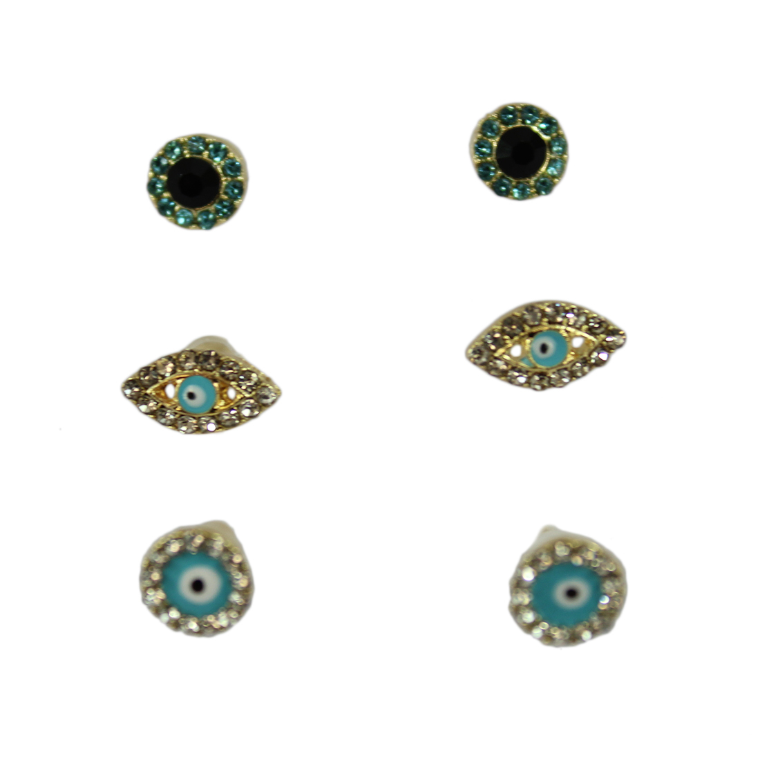 Set x3 rectangular curve stud