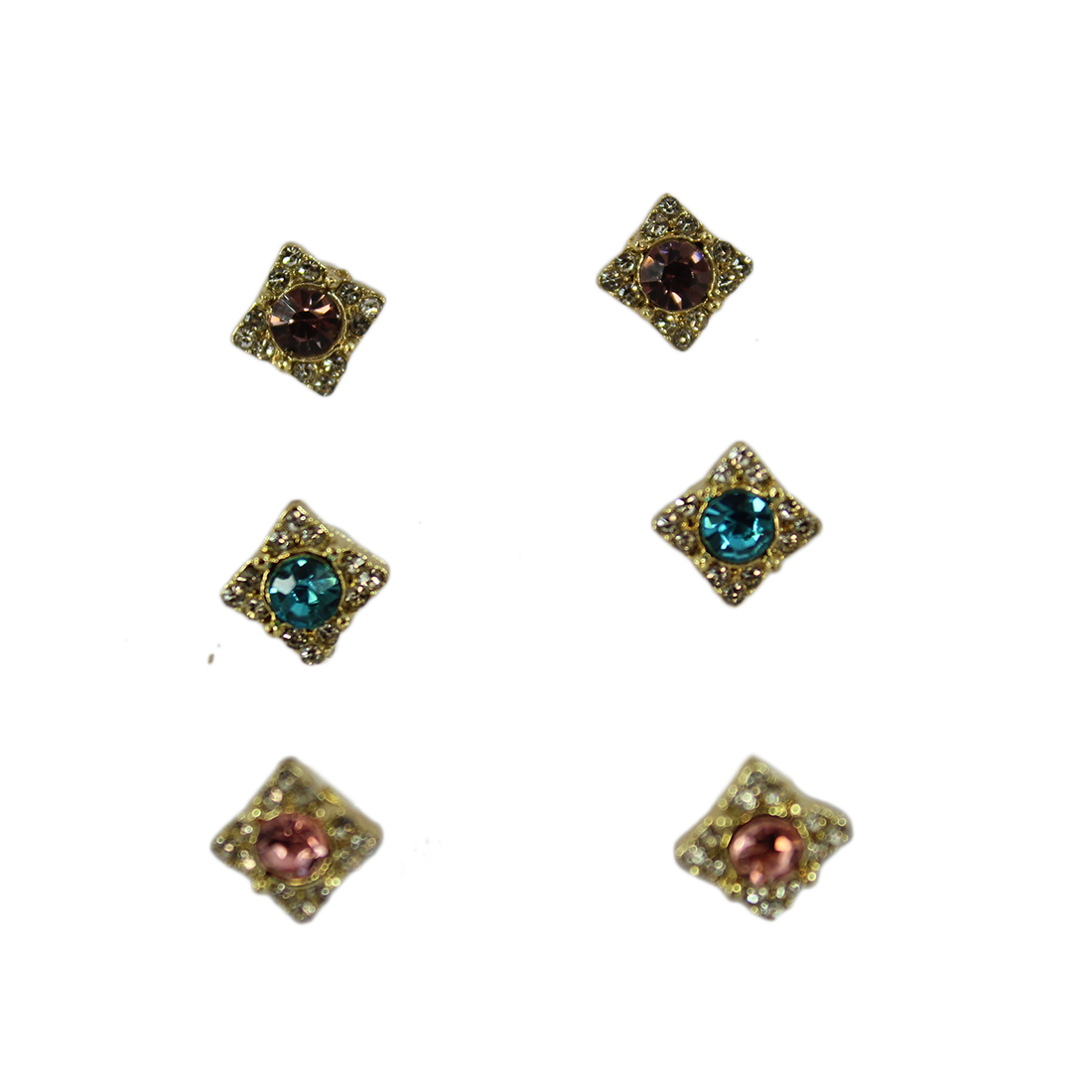 Set x3 Flower and blue eyes stud