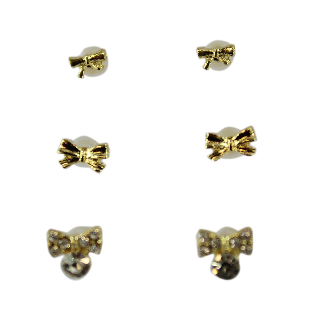 Set x3 Tri-color gem stone stud