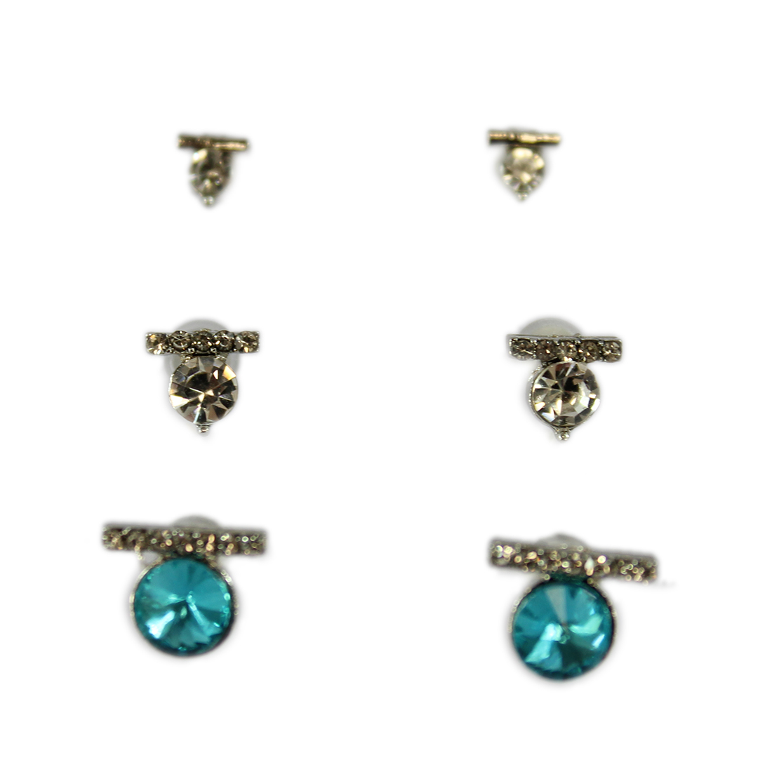 Set x3 bow stud with gem