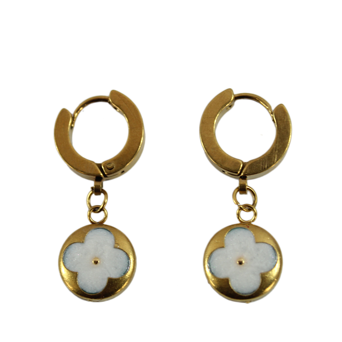 S. Steel gold clover hoops