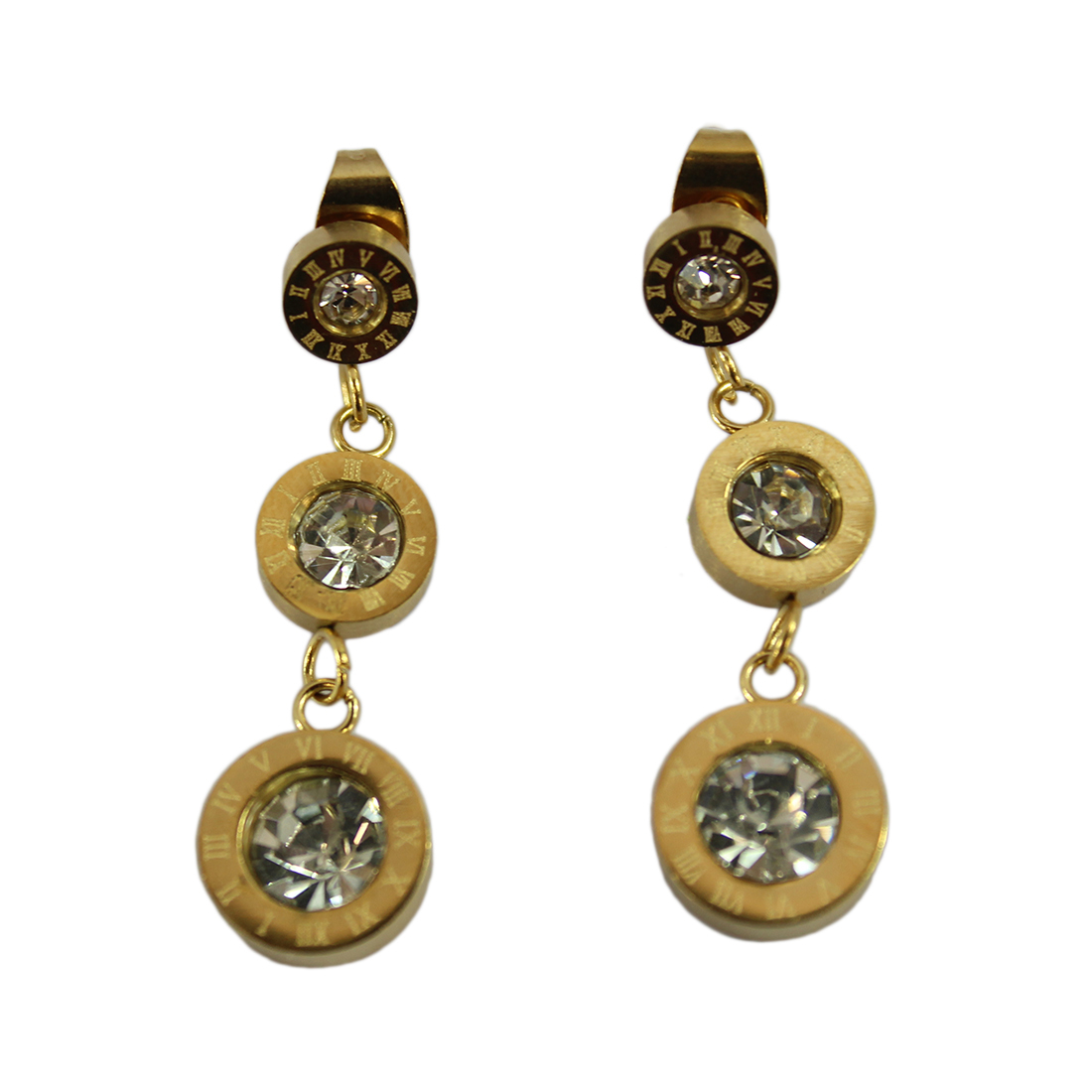 S. Steel Roman numeral drop earring