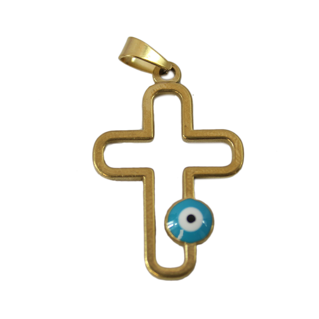 S. Steel cross with small blue eyes