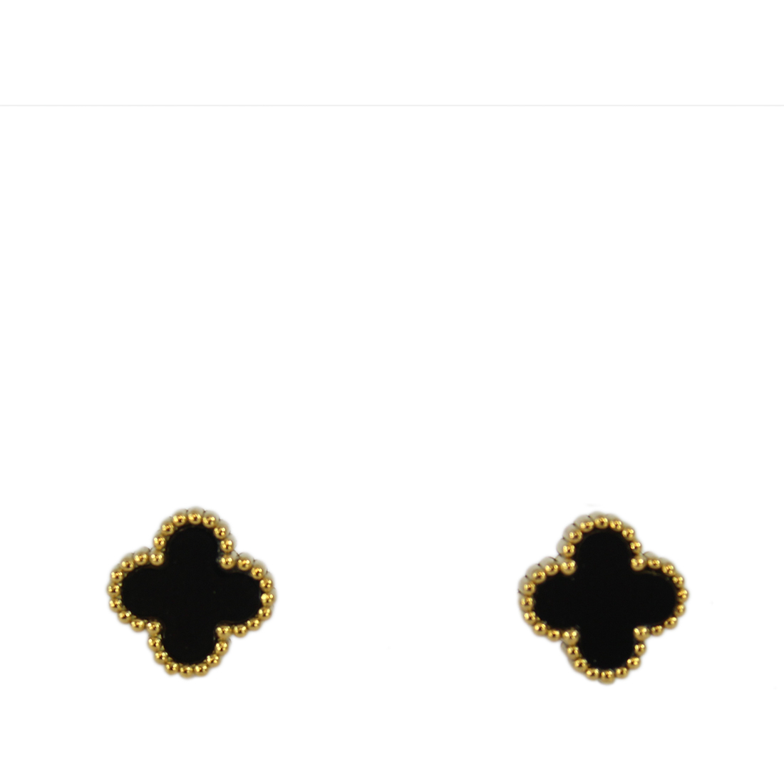 S. Steel Small black clover stud