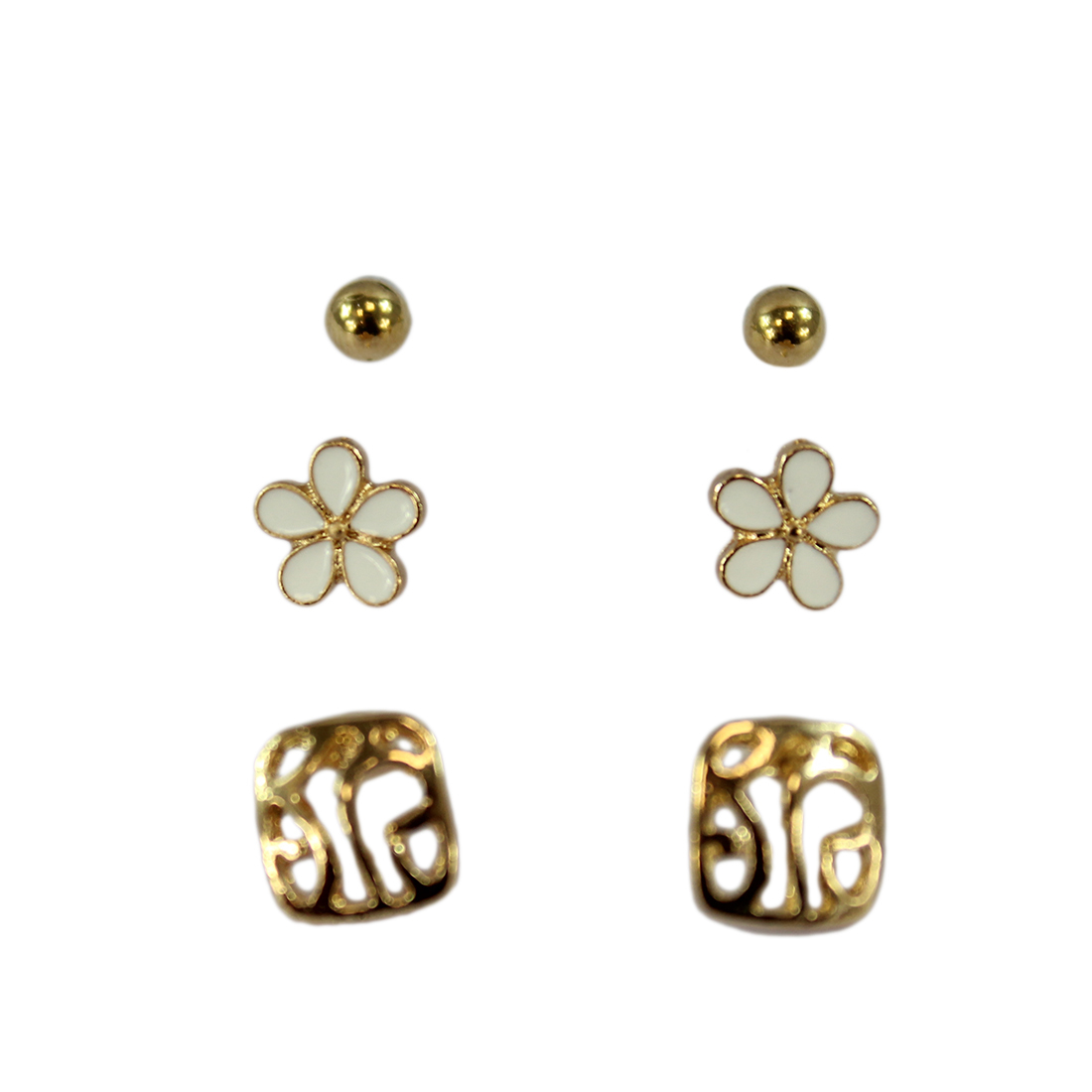 Set x3 Ball and flower stud