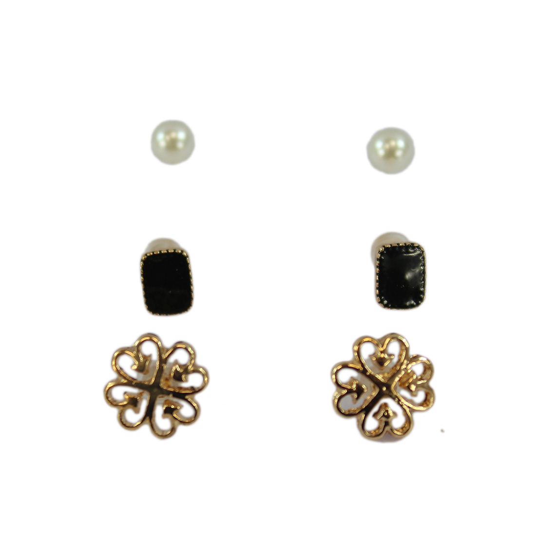 Set x3 pearl and flower design