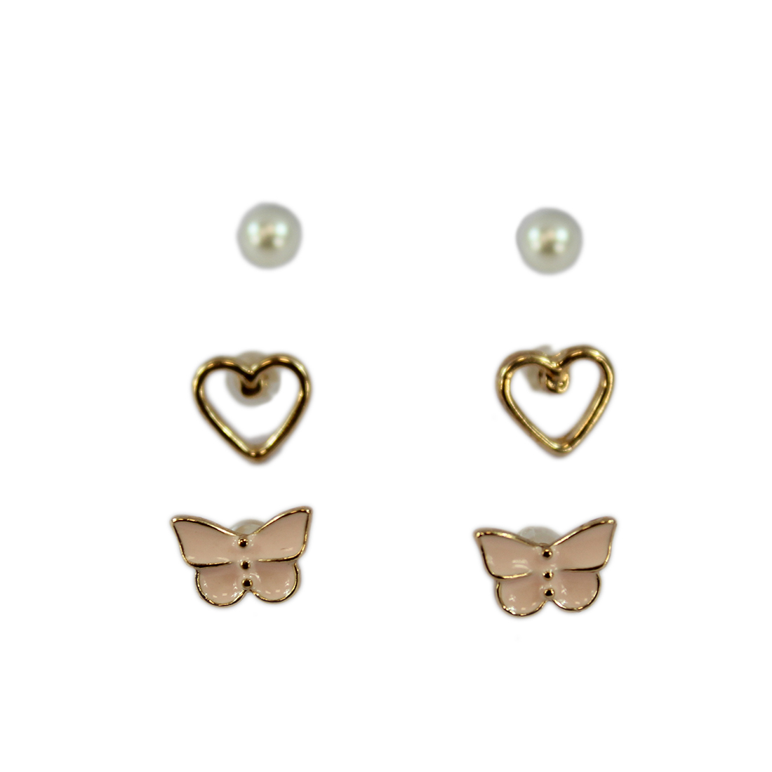 Set x3 pearl, heart and butterfly
