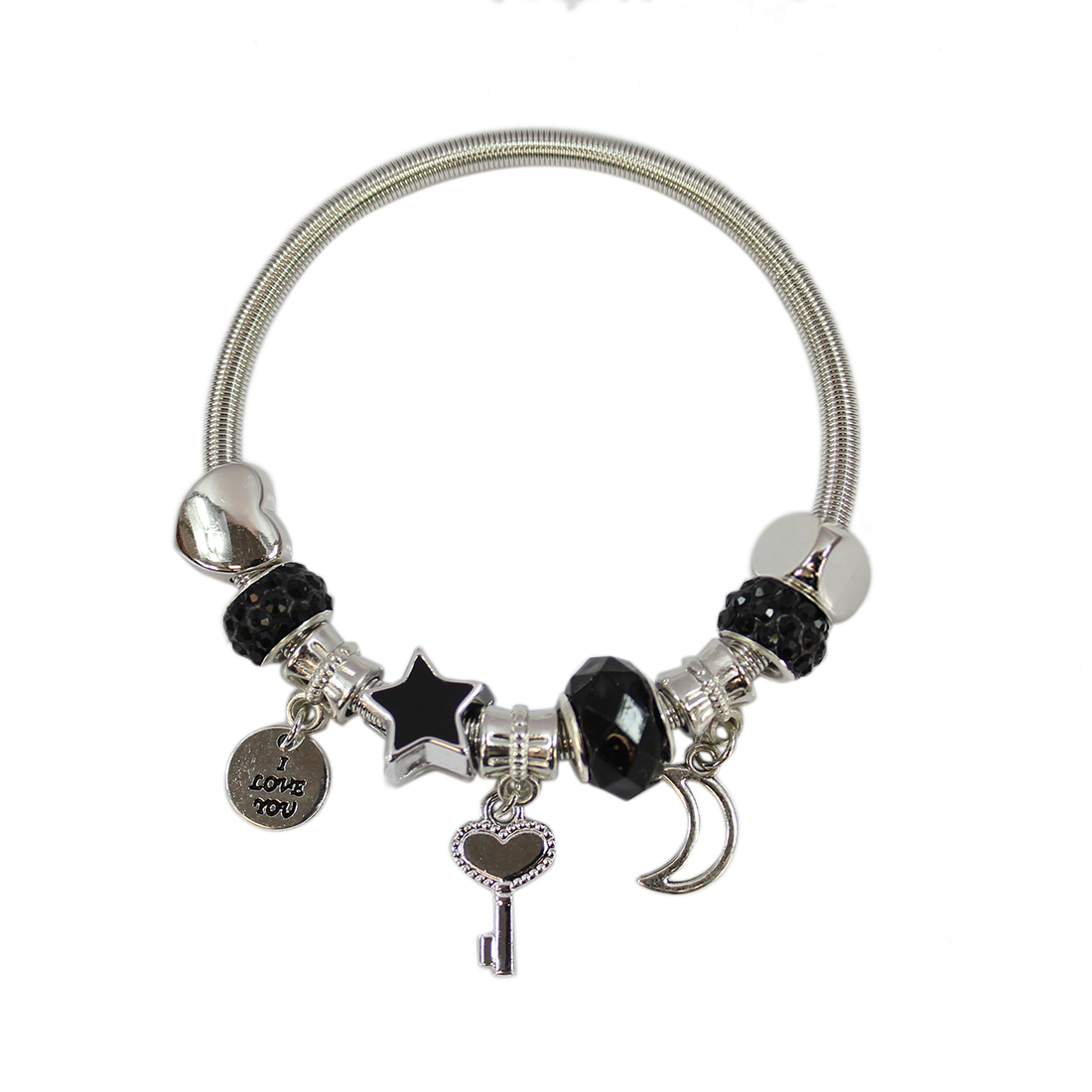 Stretch spring with silver and black star