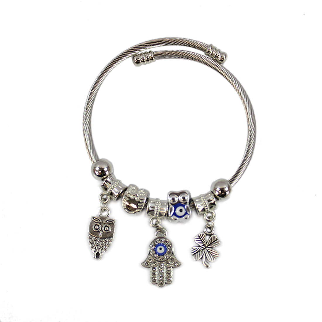 Bangle with silver and blue eyed owl