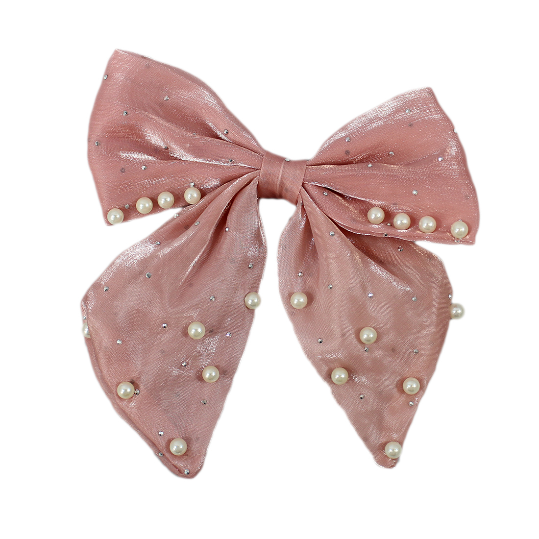 Beaded Bowknot Yarn Chiffon Hair Clip