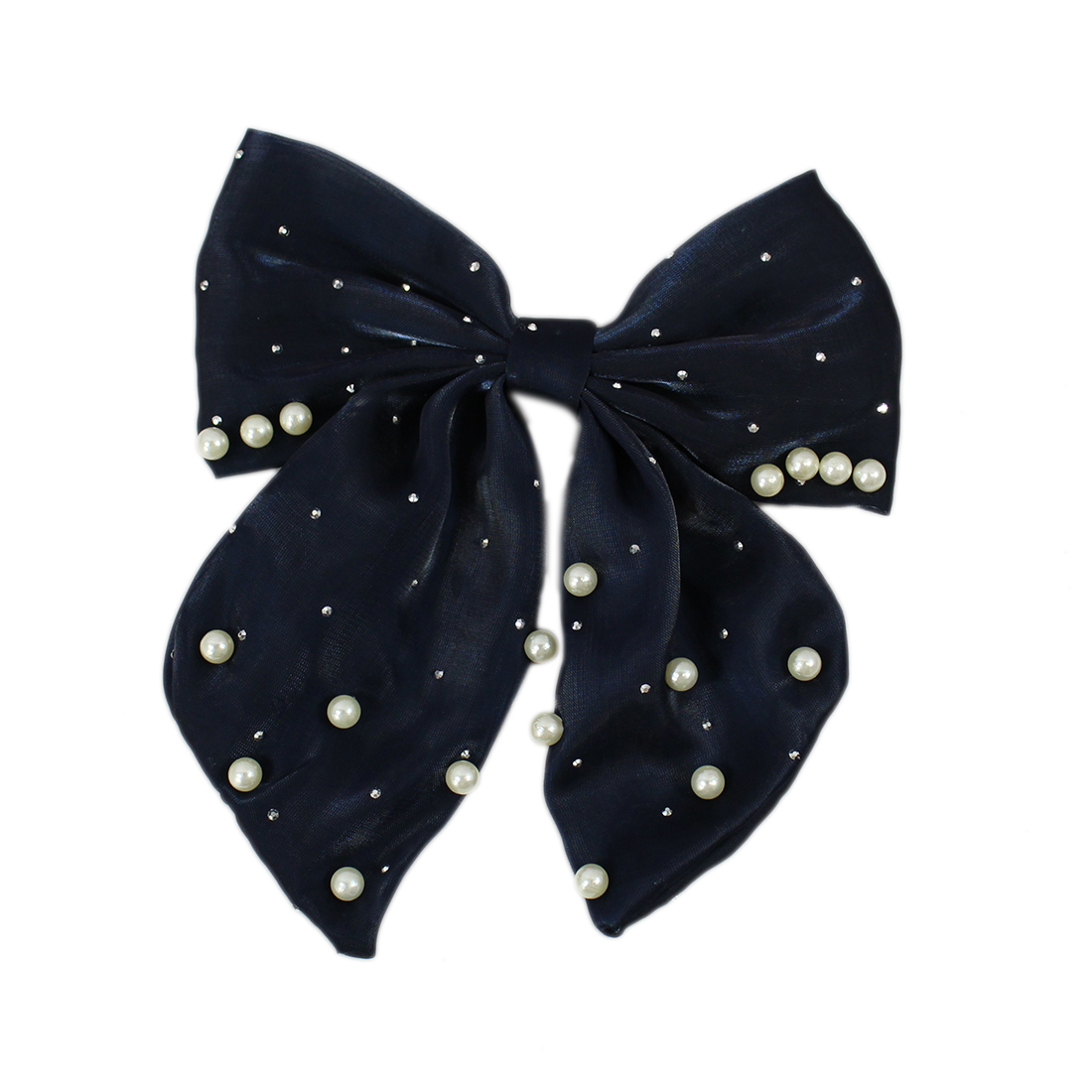 Beaded Bowknot Yarn Chiffon Hair Clip