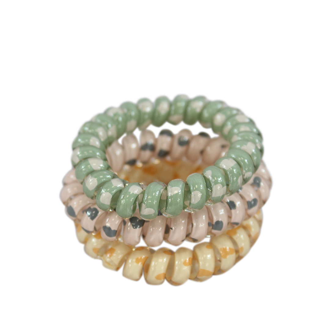 x3 spiral with heart design hair tie