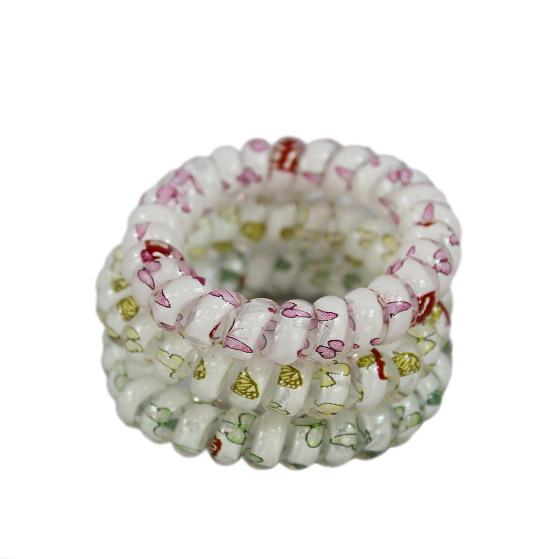x3 spiral with buttefly design hair tie