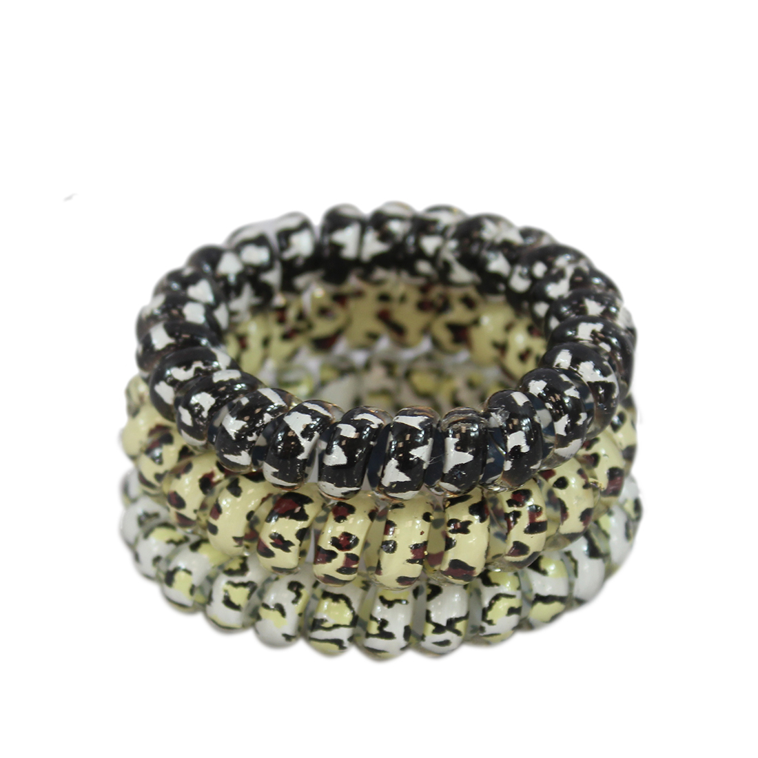 x3 spiral with animal print hair tie