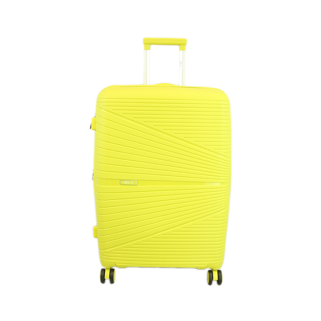 Sleek Green hard-shell luggage with geometric pattern