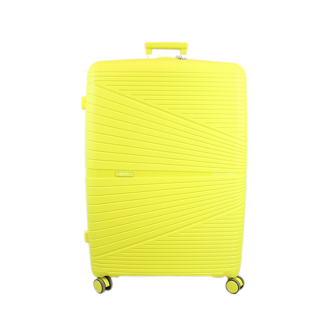Sleek Green hard-shell luggage with geometric pattern