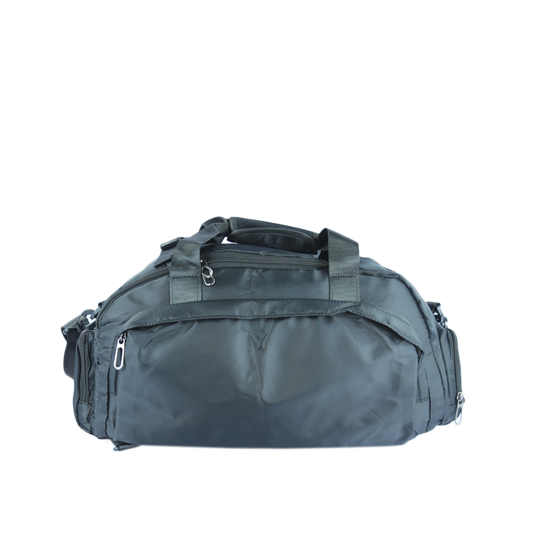 Spacious duffel bag with multiple zippered compartments and sturdy handles.