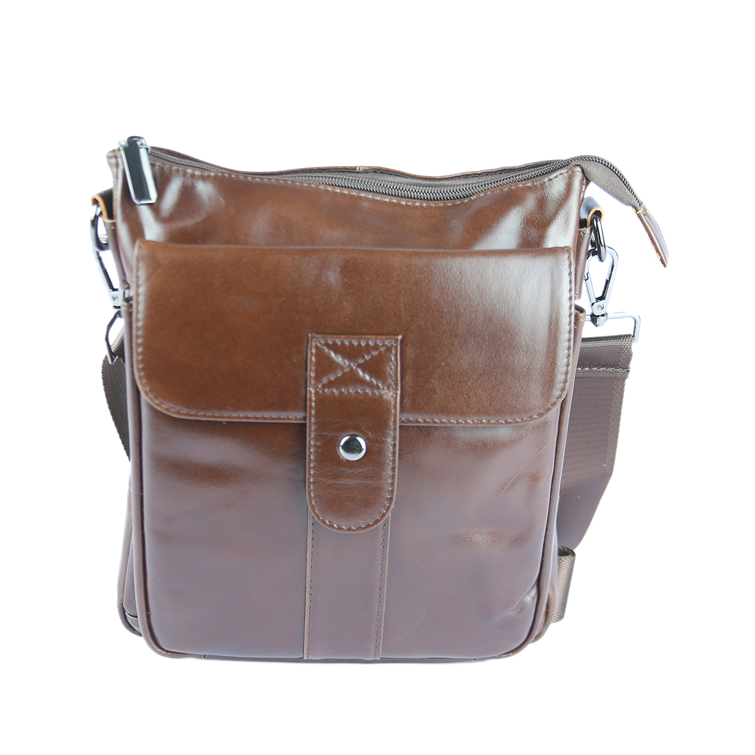 Brown leather shoulder bag