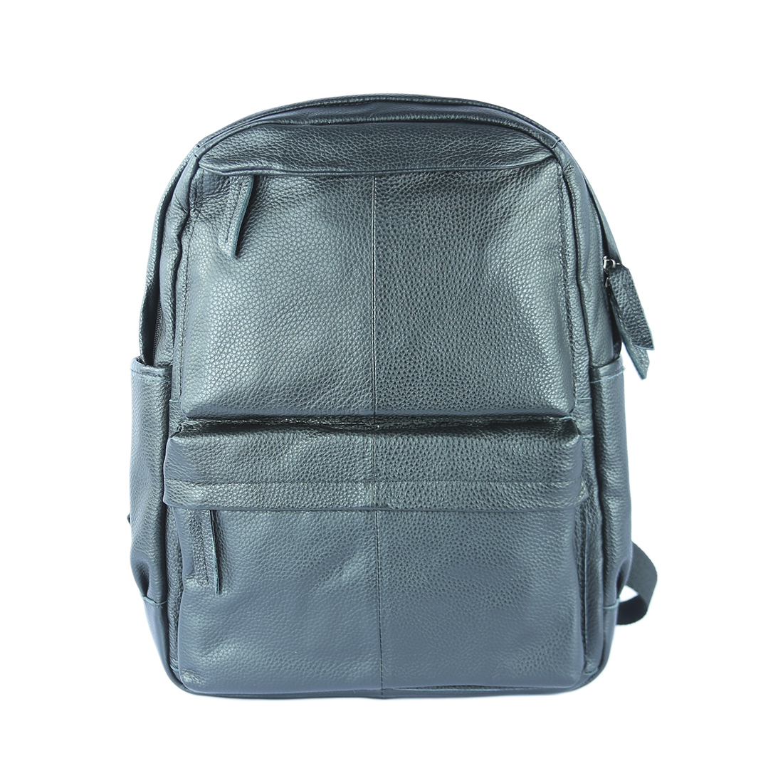 Leather backpack with front pockets