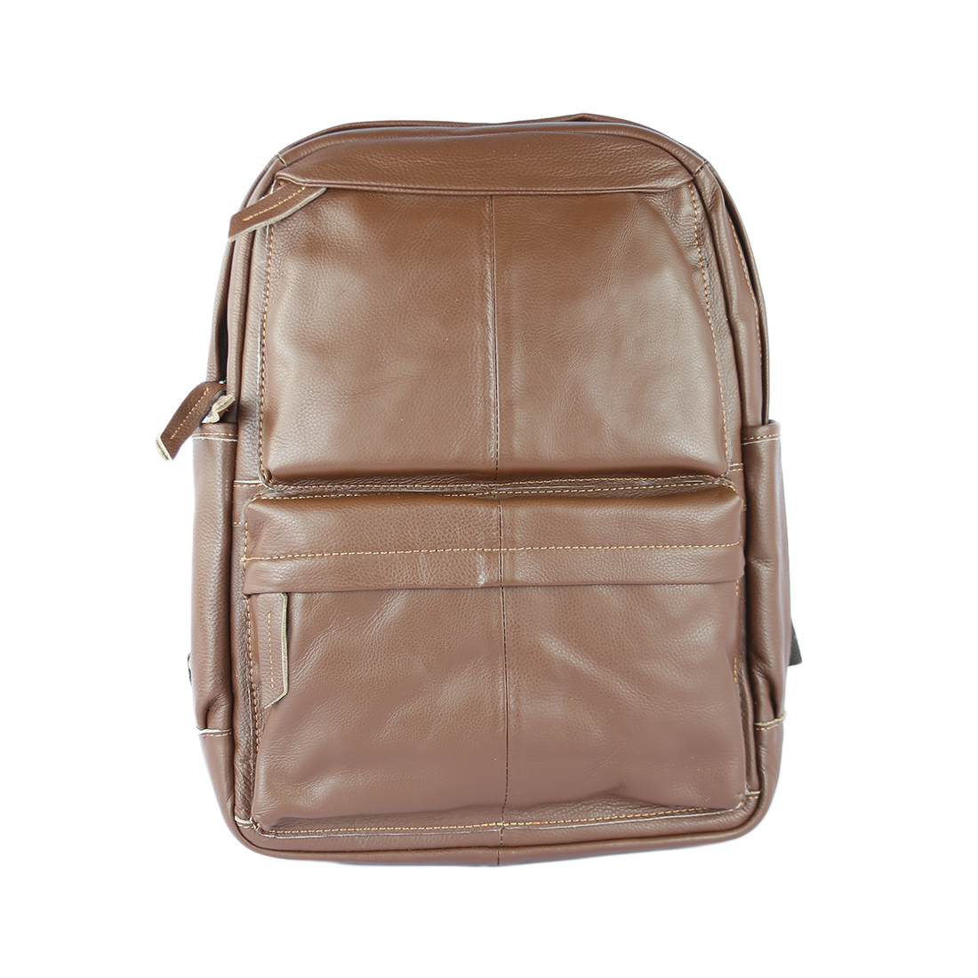 Leather backpack with front pockets