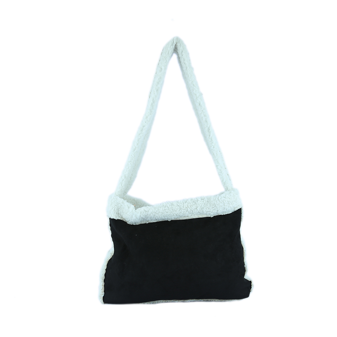 Pillow-shaped purse with a tan suede-like material