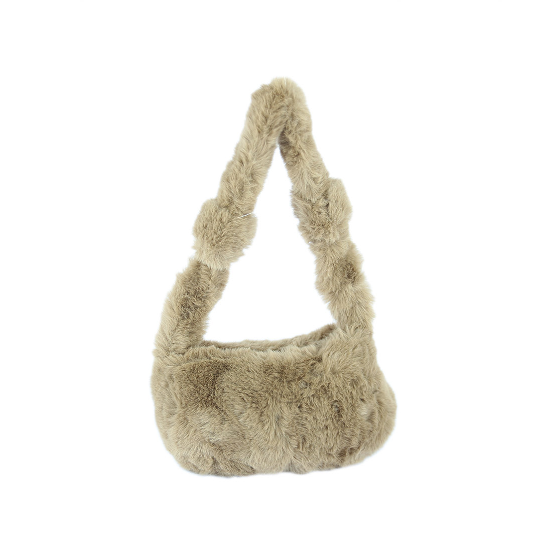 Brown faux fur shoulder bag