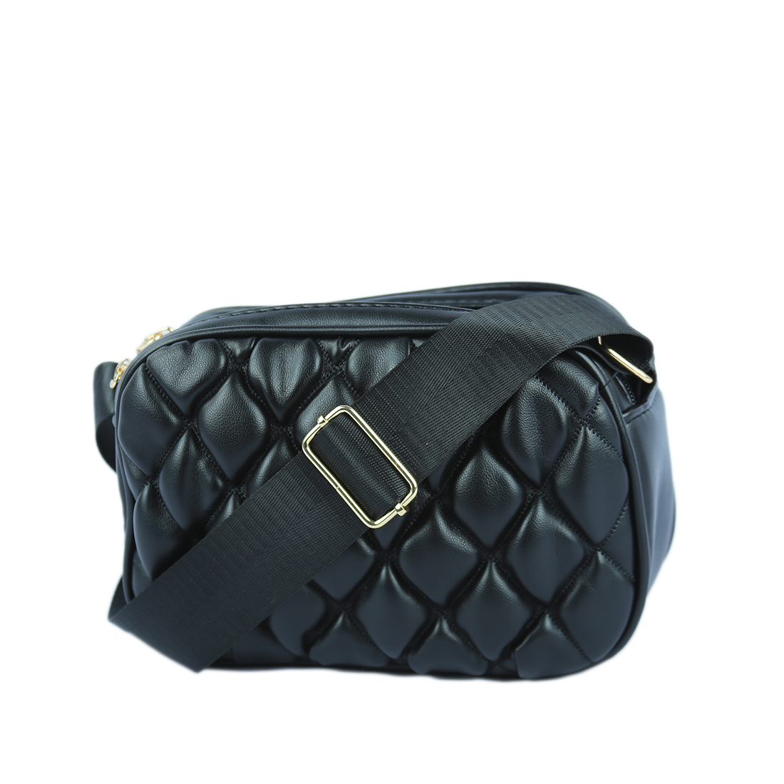 Quilted faux leather fanny pack with a matching strap