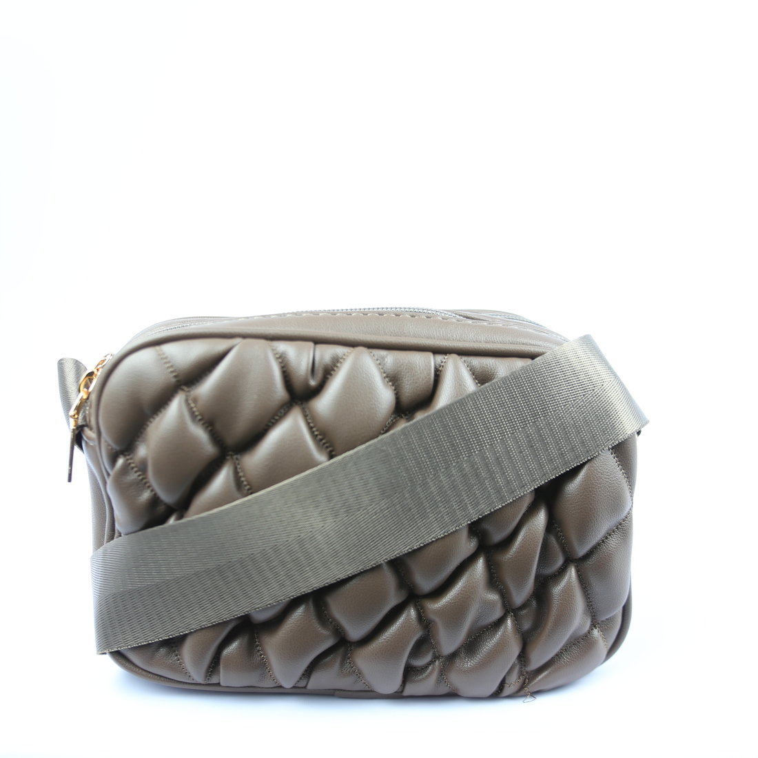 Quilted faux leather fanny pack with a matching strap