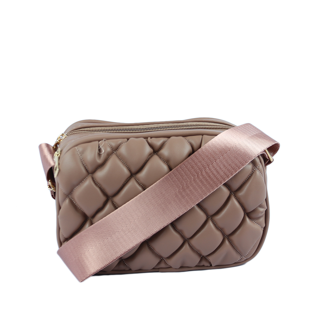 Quilted faux leather fanny pack with a matching strap