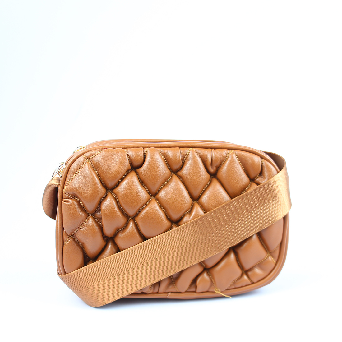Quilted faux leather fanny pack with a matching strap