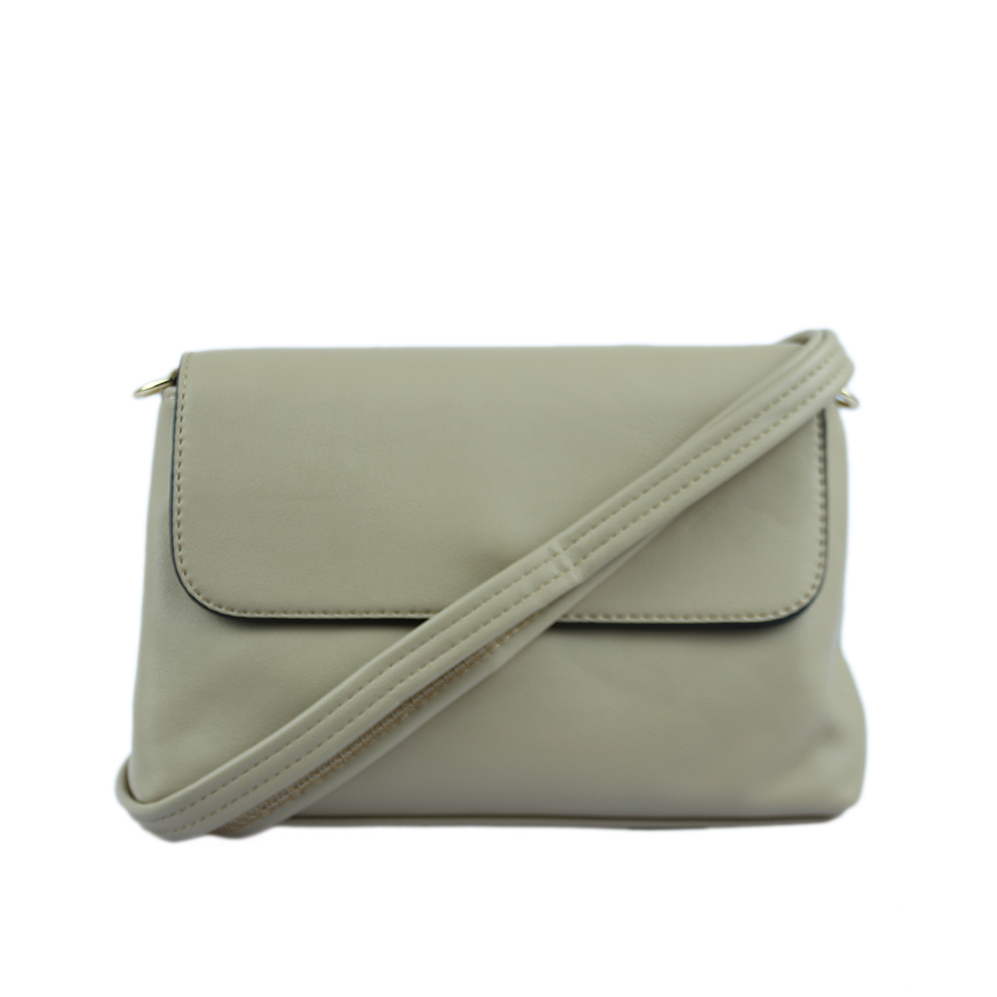 Rectangular leather-like clutch with a fold-over flap