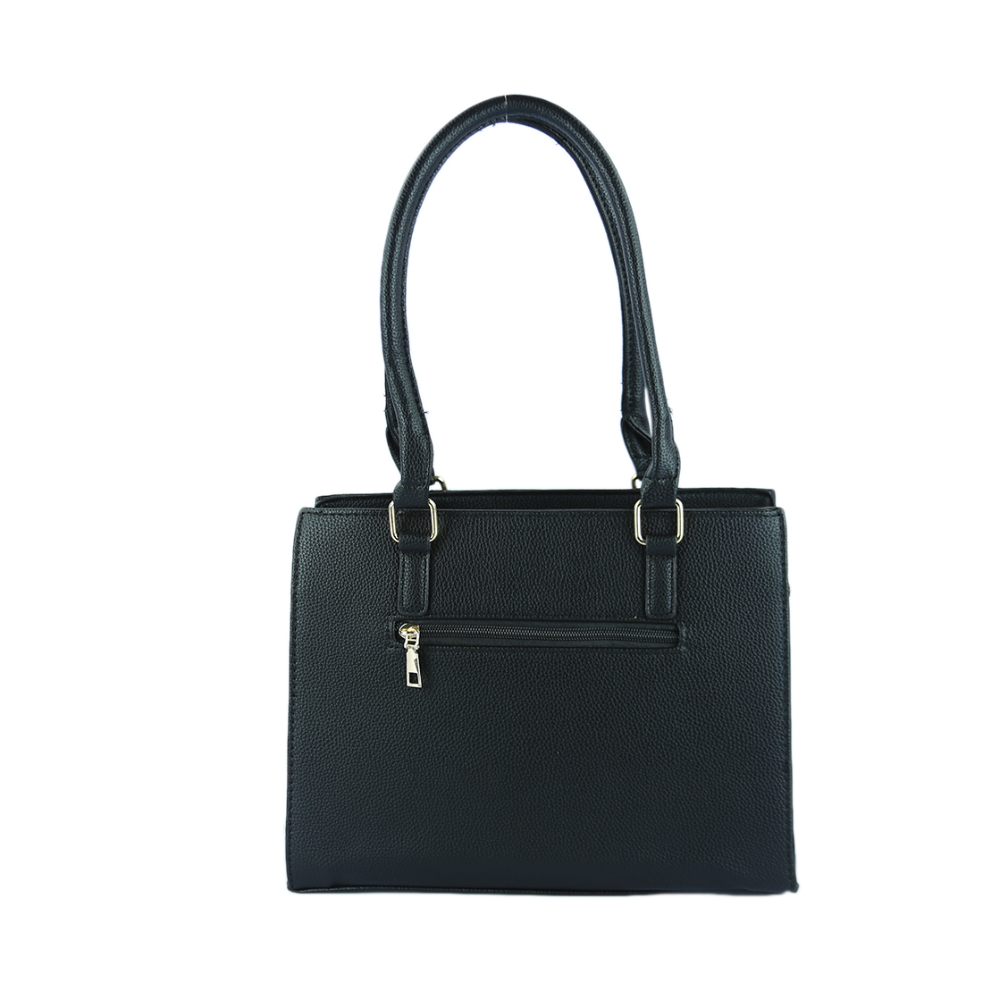 Taupe tote bag with gold-tone hardware and top handles