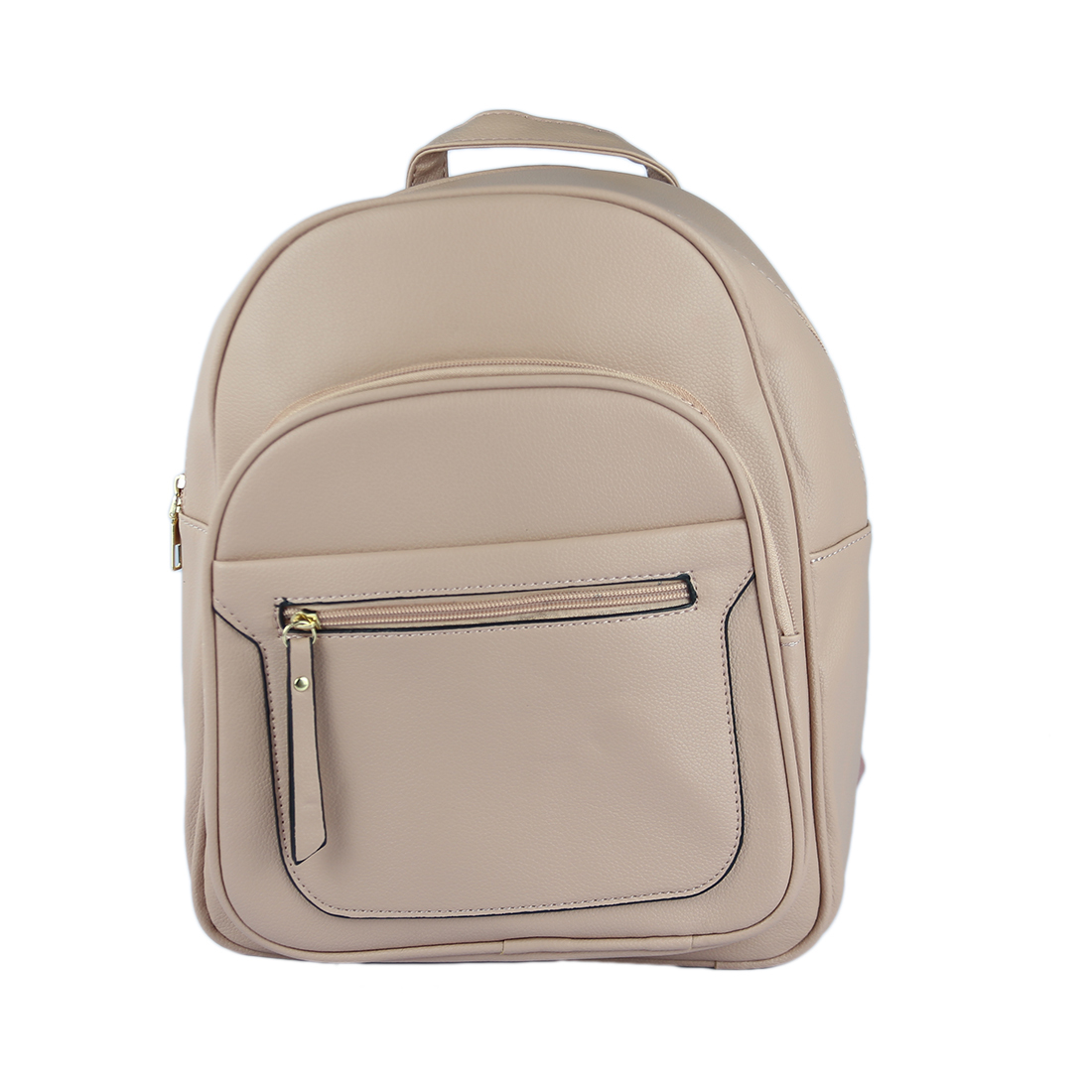 Textured backpack with front zipped pocket and flap