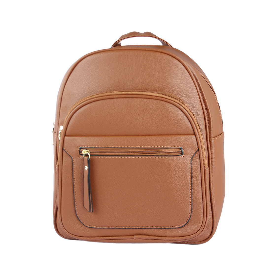 Textured backpack with front zipped pocket and flap