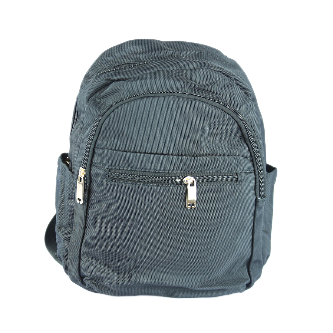 Women backpack with multiple gold-tone zippers