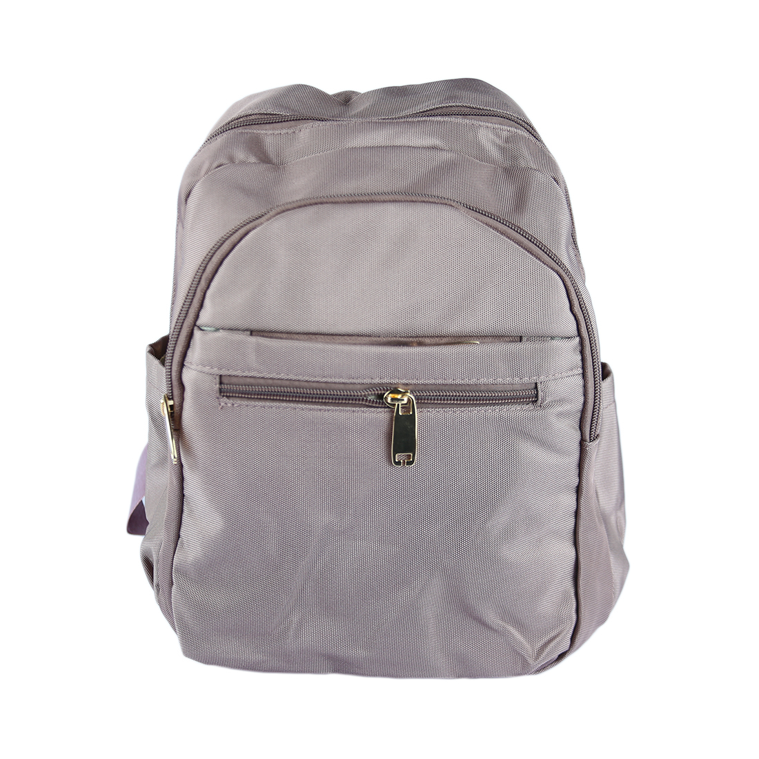 Women backpack with multiple gold-tone zippers