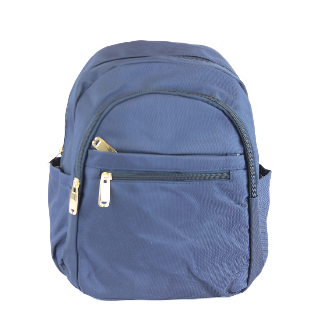 Women backpack with multiple gold-tone zippers