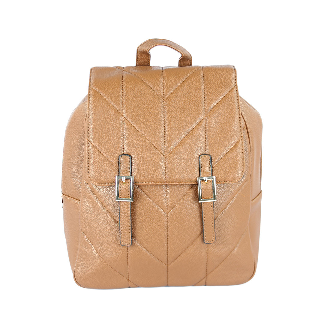 Quilted backpack with buckle details