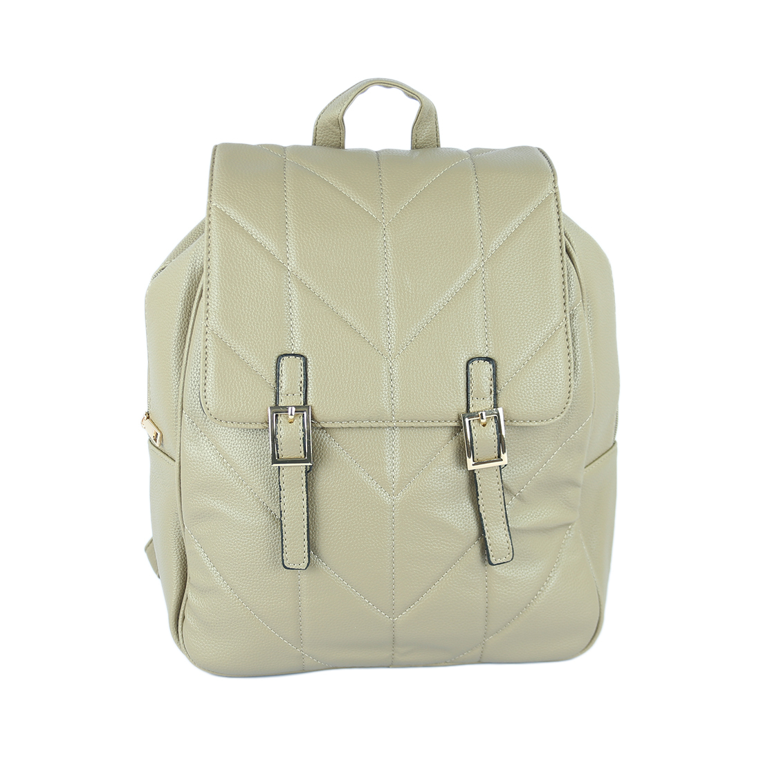 Quilted backpack with buckle details