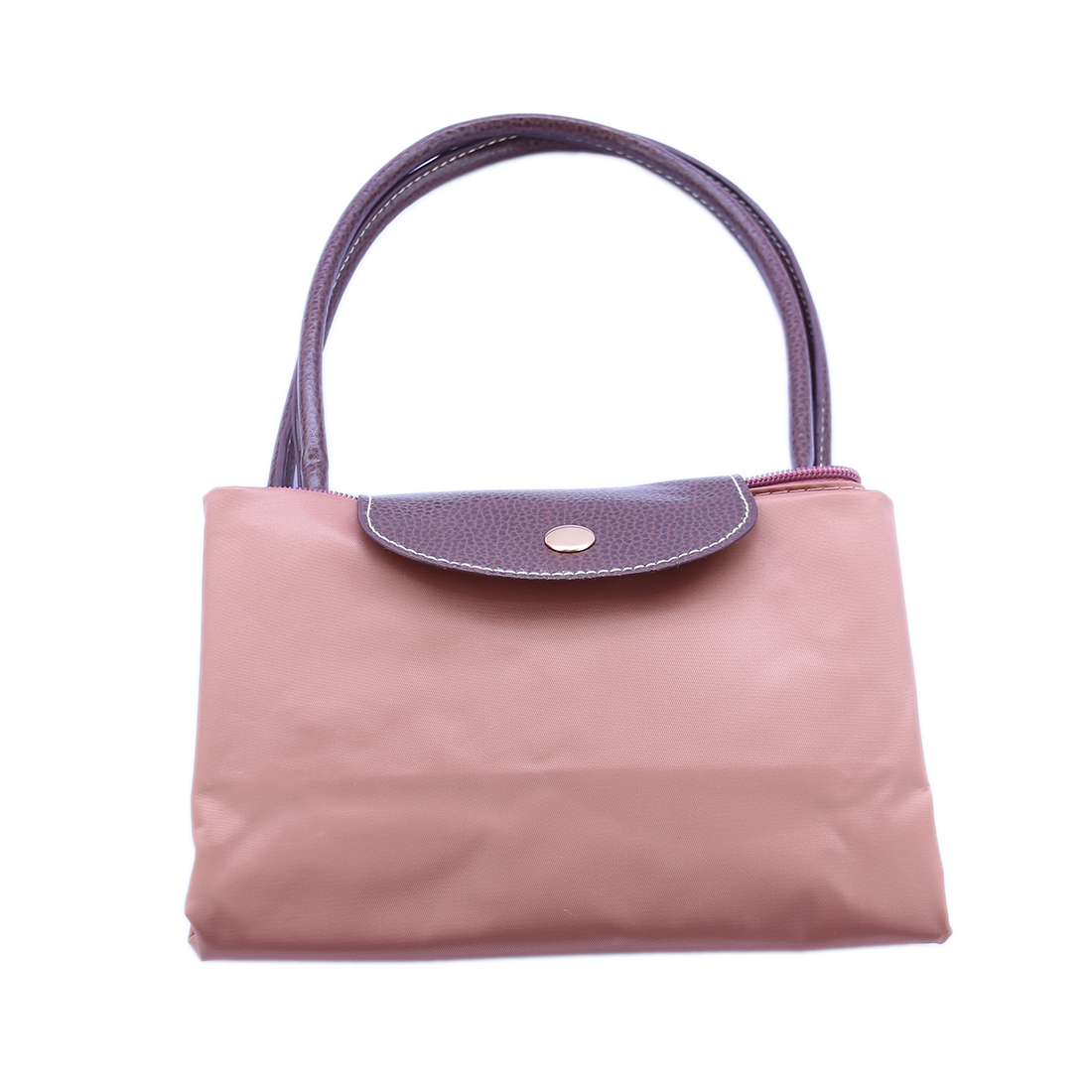 Handbag with brown leather-look flap and handles