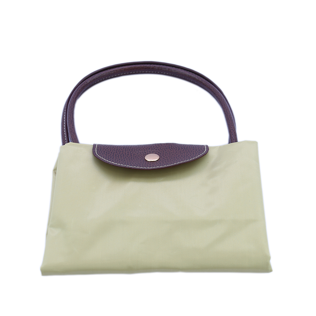 Handbag with brown leather-look flap and handles