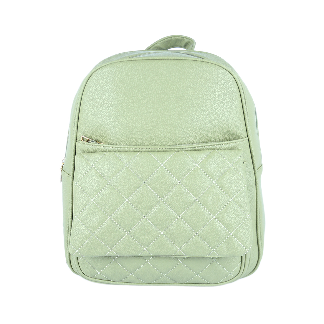 Quilted front-pocket backpack with top handle