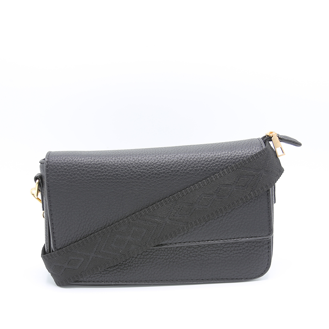 Textured flap-closure crossbody bag