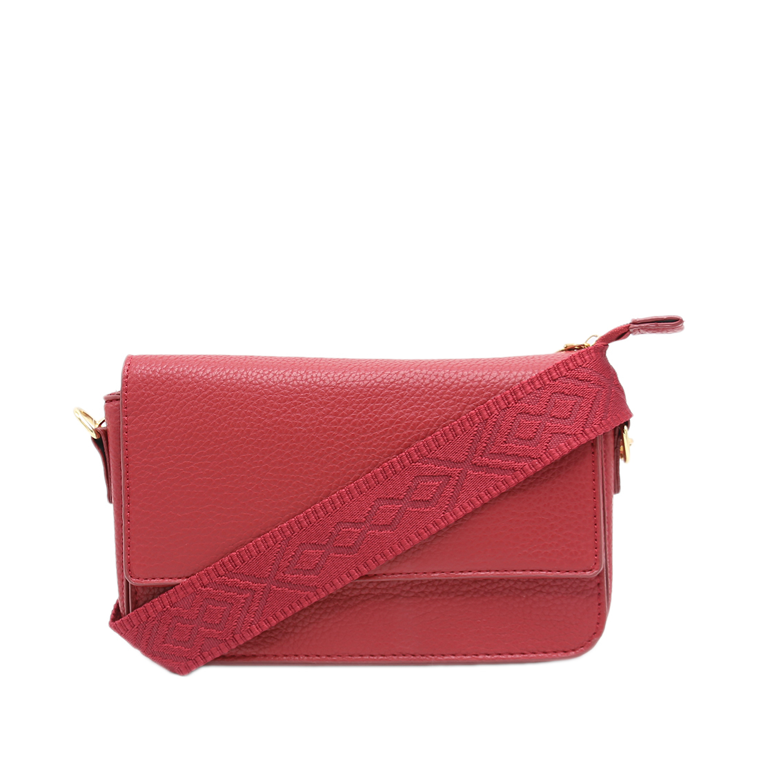 Textured flap-closure crossbody bag
