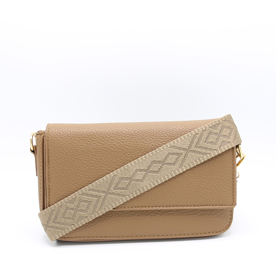 Textured flap-closure crossbody bag