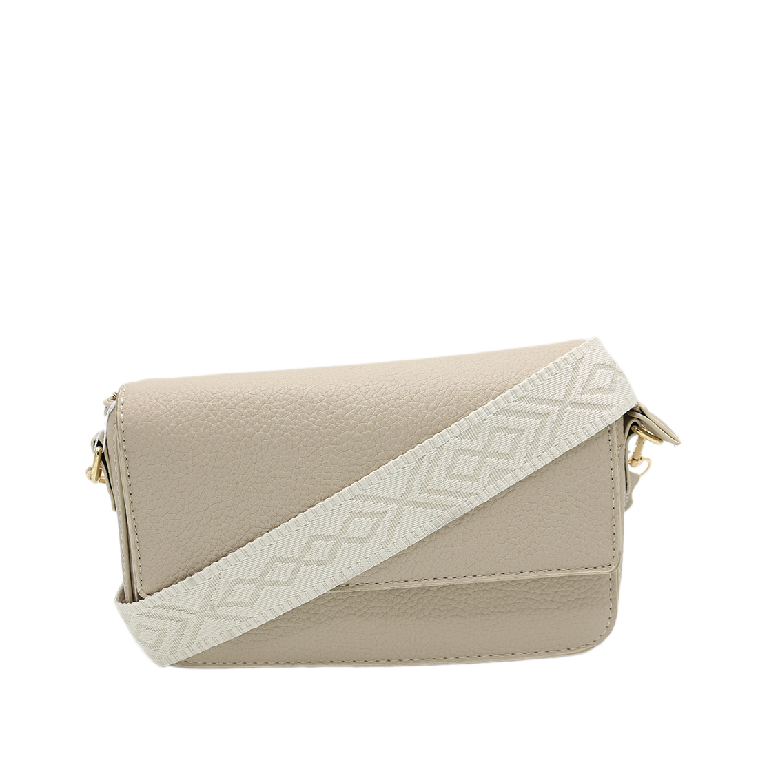 Textured flap-closure crossbody bag
